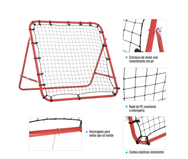 Rede de Rebote Metal, PE HOMCOM Vermelho