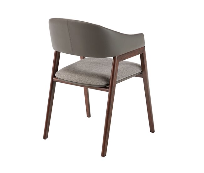 ANGEL CERDA Cadeira de couro ecológico em tecido cinzento e vison escuro Nogal