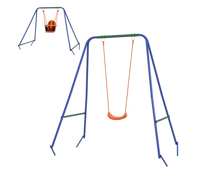 Baloiço para Crianças Metal, PE Outsunny Laranja