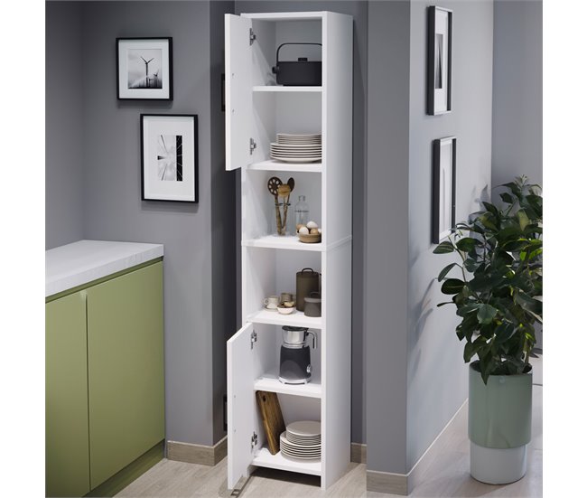 Armário alto Rautrina para banho com 2 portas [en.casa] 35 Branco