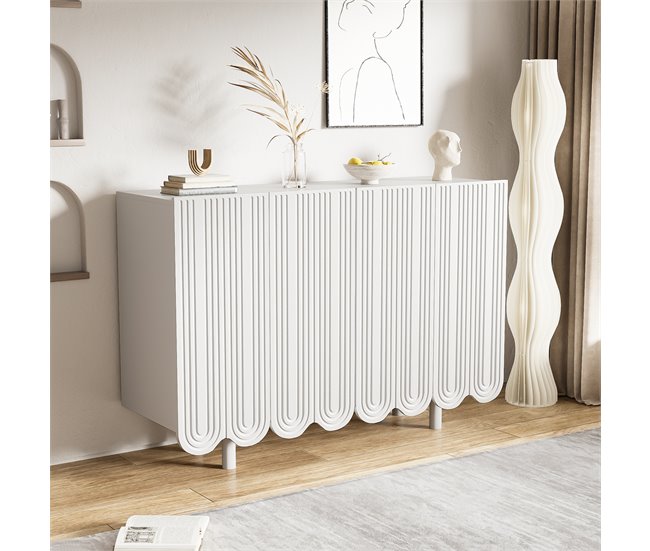 Aparador de painel de partículas com 4 portas 120 Branco