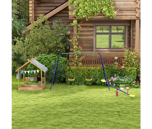 Conjunto Baloiços Aço e polipropileno Outsunny Multicor