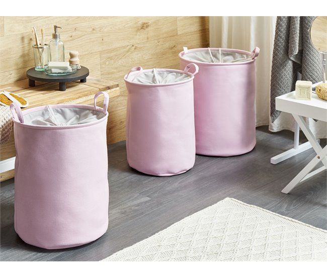 Beliani Cesto de roupa ARCHA Rosa