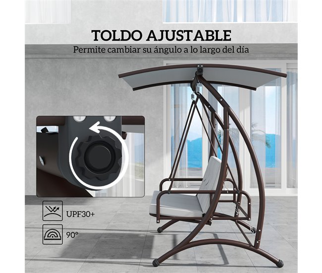 Baloiço de Jardim Aço e Poliéster Outsunny Cinza