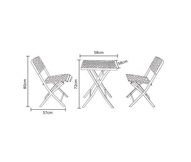 Set de jardim com mesa e 2 cadeiras KORA cinzento Cinza