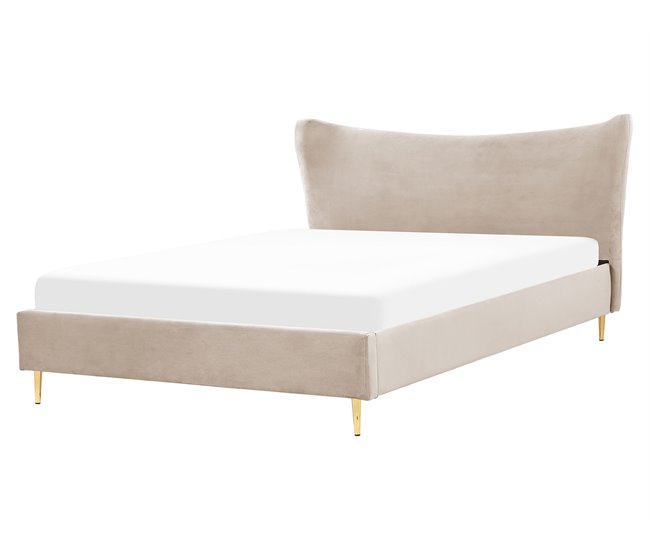 Beliani Cama com estrado Veludo CHALEIX 168x212 Cinza Escuro