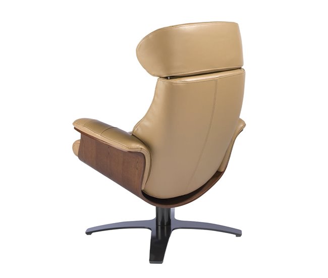 ANGEL CERDA Poltrona giratório reclinável em pele cor de areia Cinza