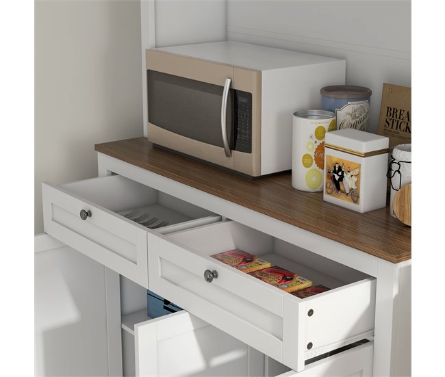 Armário de Cozinha MDF e Melamina de Madeira HOMCOM Branco