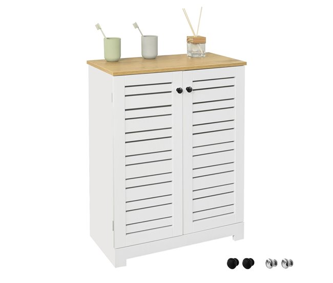 Armário de casa de banho de chão 2 prateleiras BZR41-W SoBuy Branco