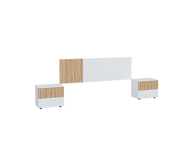 Cabecero con mesitas Ethna Natural/ Branco