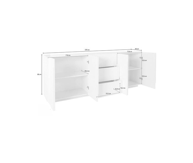 Aparador com efeito madeira 220 Branco
