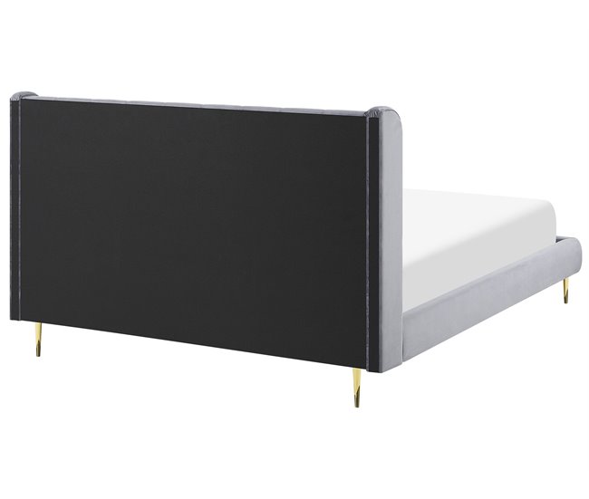 Beliani Cama com estrado Veludo FORBACH 154x218 Cinza