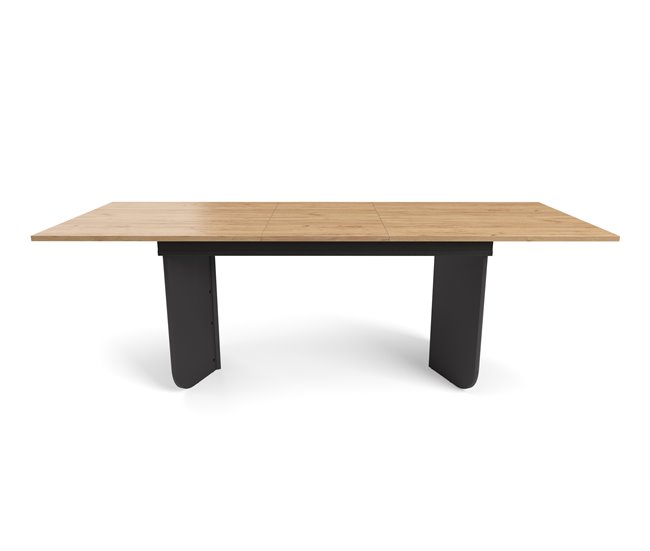 Mesa de jantar extensível ARUBA Preto/ Madeira
