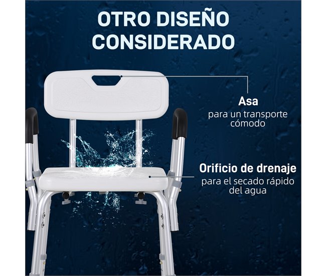 Cadeira para Duche Liga de Alumínio e PE HOMCOM Branco