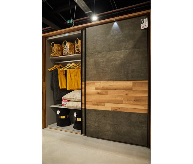 Roupeiro RICCIANO portas deslizantes 230x215cm carvalho Carvalho
