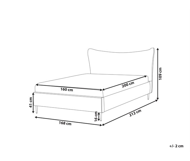 Beliani Cama Terciopelo CHALEIX 168x212 Cinza Claro