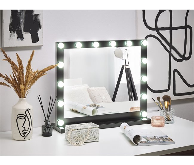 Beliani Espelho de maquilhagem BEAUVOIR 60x2 Branco