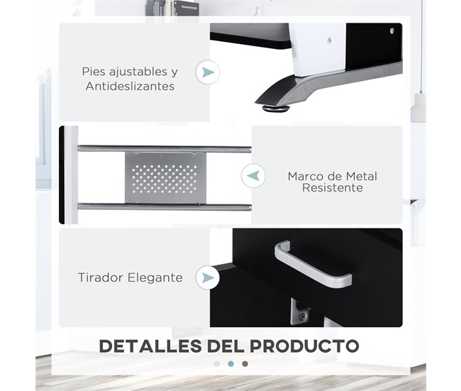 Mesa de Computador MDF e Metal HOMCOM, escritório - secretárias 100x52 Preto