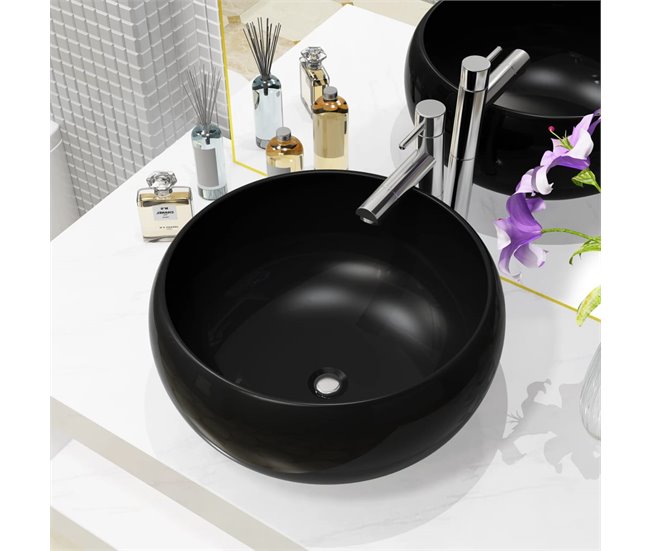 Lavatório - Lavabo - Pia de banheiro redondo Preto