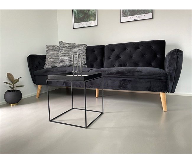 Beliani Sofá-cama Veludo BARDU Preto