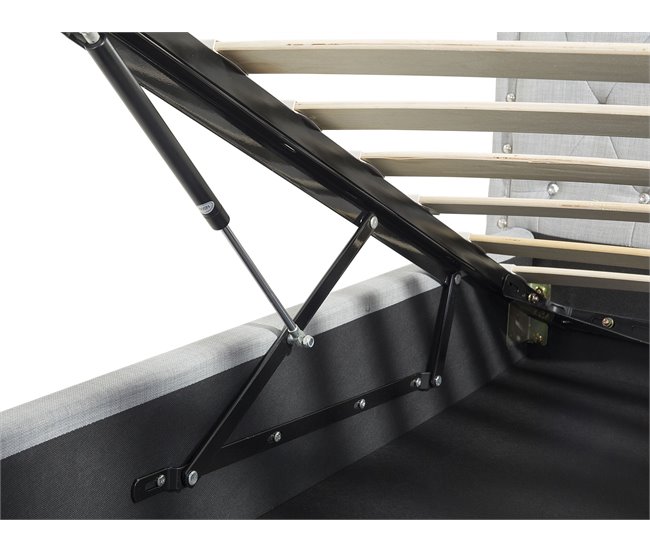 Beliani Cama com armazenamento Poliéster METZ 192x215 Cinza Claro