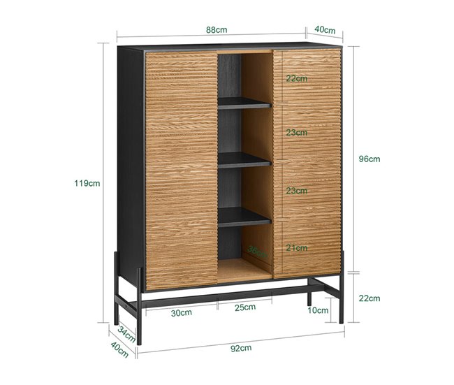 Aparador buffet para sala de estar SoBuy PT Preto