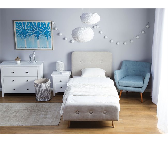 Beliani Cama com estrado Poliéster RENNES 101x220 Bege