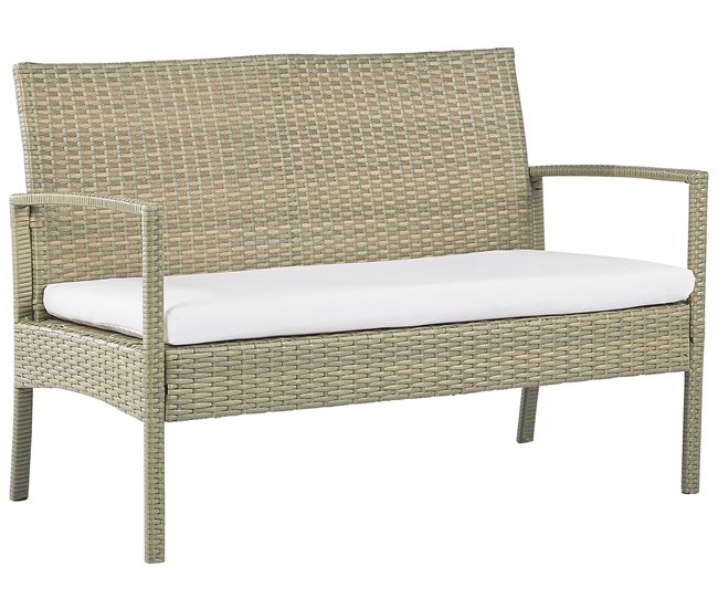 Beliani Conjunto lounge Ratan sintético MARSALA Bege
