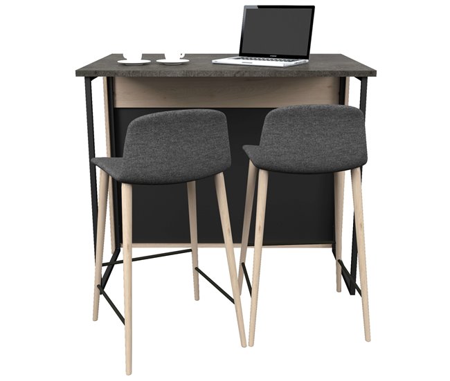 Ilha de cozinha em melamina Arko com 5 compartimentos e mesa alta Multicor