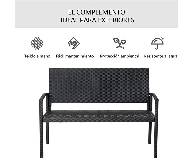 Banco Jardim Vime PE, Aço Outsunny 122x60 Preto