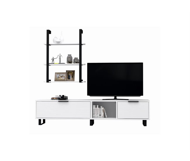 Conjunto de móvel de TV e prateleira ZENA, branco Branco