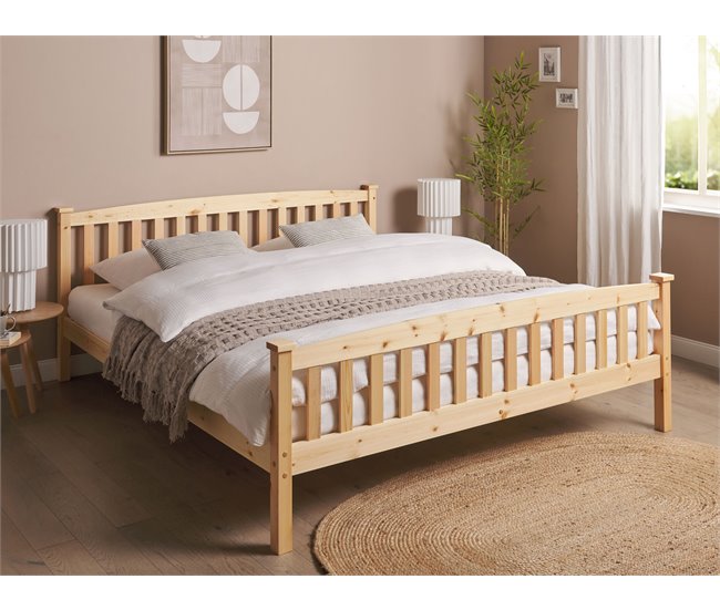 Beliani Cama com estrado Pinho GIVERNY 189x208 Branco