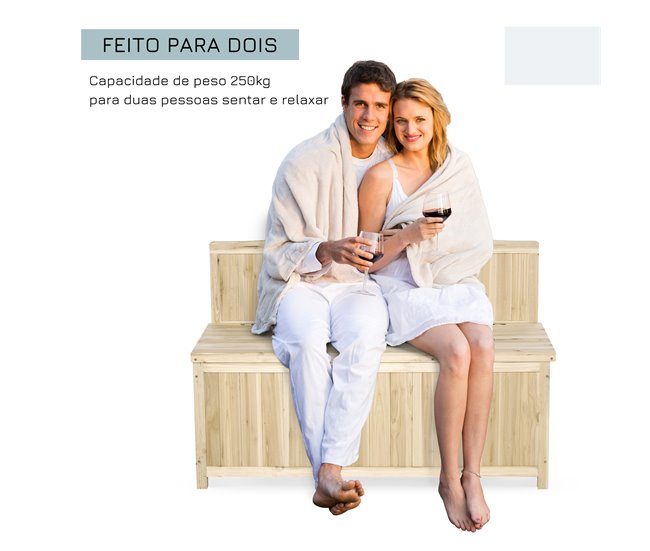 Banco com Baú de Armazenamento Madeira de abeto Outsunny Madeira
