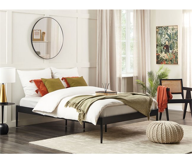 Beliani Cama com estrado Aço VAURS 147x206 Branco