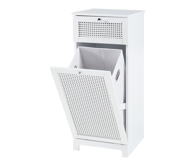Armário para lavandaria Karlsøy com cesto extraível MDF Branco