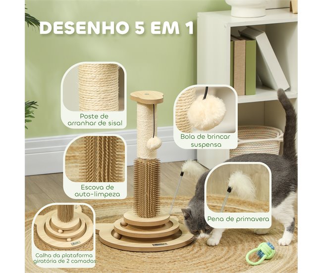 Arranhador para Gatos MDF, Sisal, PE PawHut Castanho