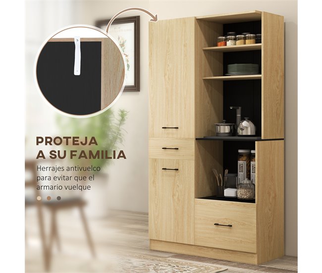 Armário de Cozinha Melamina de Madeira HOMCOM, casa - cozinha Castanho