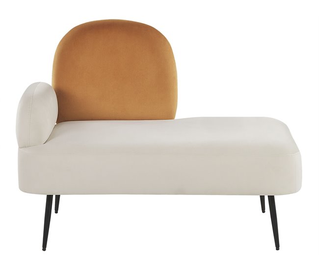 Beliani Chaise longue versão à esquerda Veludo ARCEY Branco
