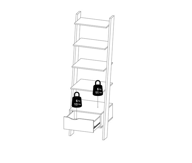 Estante de escadas 4 prateleiras e gaveta DELTA Branco/ Preto
