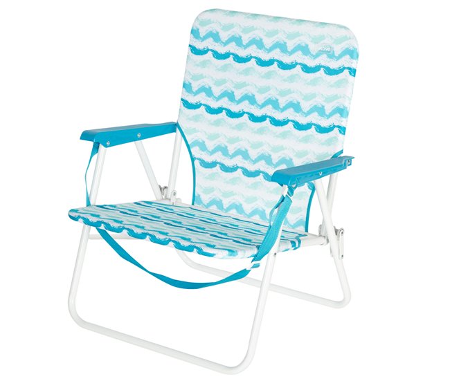 Aktive Cadeira de praia dobrável com encosto baixo e bolso para as costas Azul