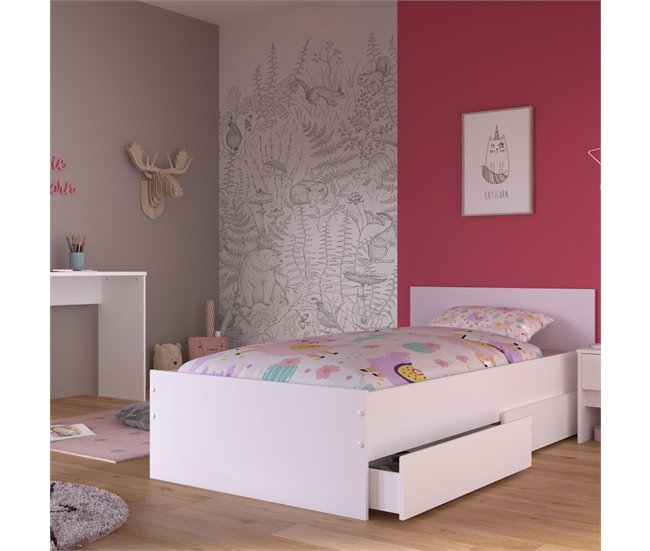 Pacote de 2 gavetas inferiores para cama infantil estilo nórdico Branco