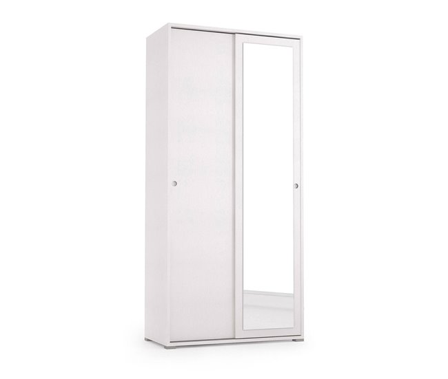 Armário 2 portas com efeito madeira 90 Branco