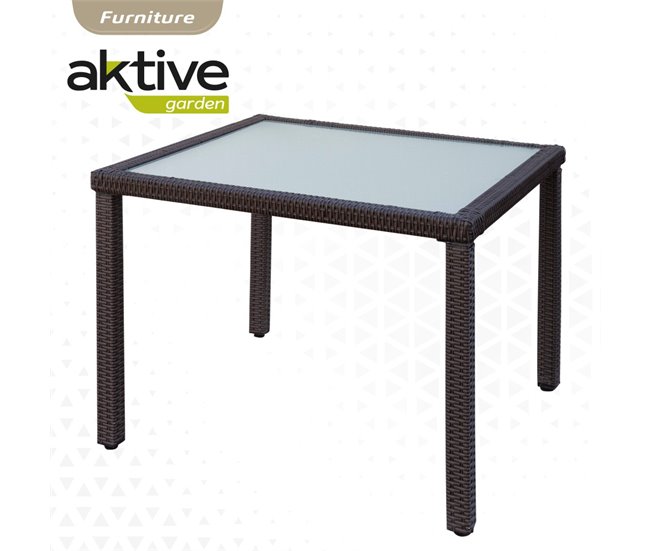 Conjunto de mobiliário de terraço cadeiras e mesa rattan Aktive Preto