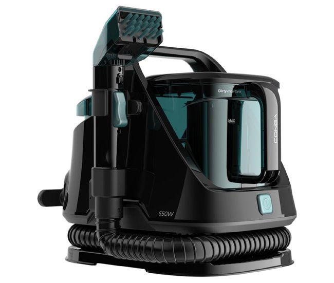 Cecotec Aspirador de estofos Spot & Carpet Clean. Potência de 650 W. Dois depósitos, um para água limpa e outro para água suja. Pulverizador de água e 12 kPa de sucção. Preto