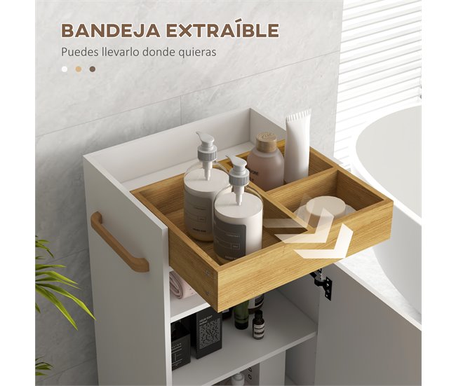 Armário Casa de Banho Melamina de Madeira e Madeira kleankin Branco