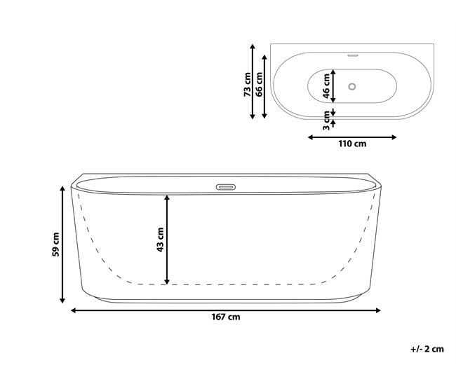 Beliani Banheira GOCTA 167x73 Branco