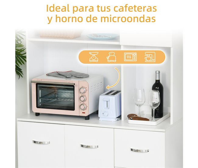 Armário de Cozinha Melamina de Madeira, Metal e Plástico HOMCOM 100 Branco
