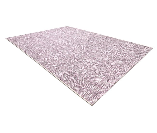Tapete COLOR 47373260 SISAL linhas triangulos 60x110 LilÁs