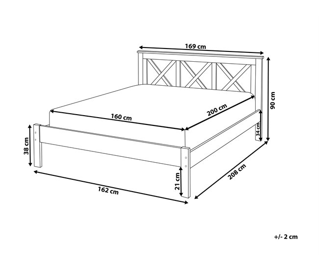Beliani Cama com estrado Pinho TANNAY 169x208 Branco