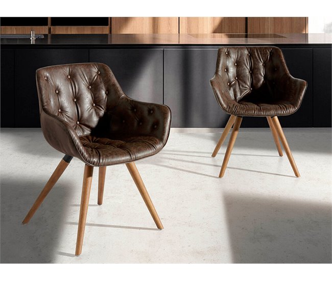 ANGEL CERDA Cadeira em couro ecológico castanho chocolate Nogal